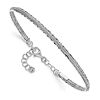 14k White Gold Diamond-cut And Textured Bangle Bracelet With Safety Chain