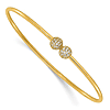 14k Yellow Gold Cubic Zirconia Ball Flexible Bangle Bracelet