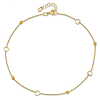 14k Yellow Gold Anklet with Open Heart Charms and Beads Accents 10in