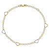 14k Two-tone Gold 9in Italian Polished Hearts Station Anklet