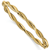 14k Yellow Gold Italian Textured Twist Bangle Bracelet 8in