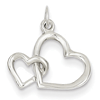 14kt White Gold 1/2in Double Heart Charm