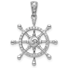 14k White Gold 1/6 ct Diamond Ship's Wheel Pendant