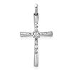 10k White Gold 1/10 ct tw Diamond Cross Pendant With Grooves