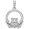 14k White Gold 1/8 ct Diamond Claddagh Pendant