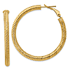 14k Yellow Gold 1.75in Italian Twisted Hoop Earrings Omega Backs 3mm