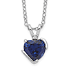 Sterling Silver 7mm Created Blue Sapphire Heart Necklace with Diamonds