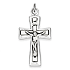 Sterling Silver Tapered INRI Crucifix Pendant 1 1/2in