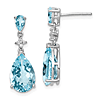 Sterling Silver Pear Shaped Blue Topaz Dangle Earrings with White Topaz Accents