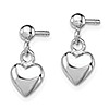 Sterling Silver Girls' Heart Post Dangle Earrings