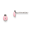 Sterling Silver Pink Enamel Kid's Ladybug Post Earrings