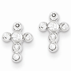 Sterling Silver Cubic Zirconia Bezel Cross Earrings