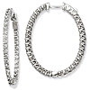 Sterling Silver 1 1/2in CZ In and Out Oval Hoop Earrings