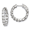 Sterling Silver 7/8in with 3.4mm CZ Hinged Hoop Earrings