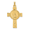 14k Yellow Gold Cross With Miraculous Medal Pendant 1in