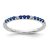 14K White Gold 1/4 ct tw Blue Sapphire Stackable Ring with Diamonds