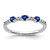 14k White Gold .30 ct 3-Stone Sapphire Stackable Ring with Diamonds