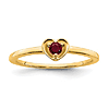 14k Yellow Gold Round Created Ruby Heart Ring