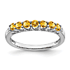 14k White Gold Citrine 7-stone Ring With Diamond Accents
