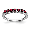 14k White Gold Created Ruby 7-stone Ring With Diamond Accents