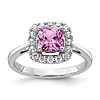 14k White Gold 1.2 ct Created Pink Sapphire Ring with Lab Grown Diamonds