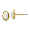 14k Yellow Gold 1 ct tw Oval Created Opal Stud Earrings