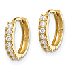 14k Yellow Gold CZ Huggie Hoop Earrings 3/8in