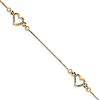 14k Yellow Gold Petite Open Hearts Bracelet