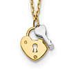 14k Two-tone Gold Heart Lock and Key Necklace