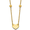 14k Yellow Gold Italian Small Heart Necklace with Diamond-cut Beads 