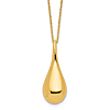 14k Yellow Gold Hollow Teardrop  Necklace With Smooth Polished Finish