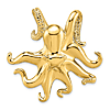 14k Yellow Gold Octopus Slide Pendant 1.5in