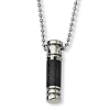 1 1/2in Stainless Steel Black Carbon Fiber Cylinder Necklace 22in