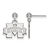 14k White Gold Mississippi State University Dangle Ball Earrings