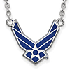 Sterling Silver Blue U.S. Air Force Symbol Necklace 18in