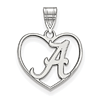 Sterling Silver 5/8in University of Alabama Pendant in Heart