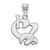 I Love University of Iowa Pendant 3/4in Sterling Silver