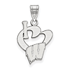 Sterling Silver 5/8in I Love University of Wisconsin Logo Pendant