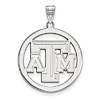 Sterling Silver 1in Texas A&M University Logo Pendant in Circle