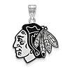 Chicago Blackhawks Enamel Pendant 3/4in Sterling Silver