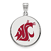 Sterling Silver 3/4in Washington State University Enamel Pendant