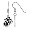 Sterling Silver U.S. Marine Corps Dangle Earrings with Black Epoxy