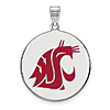 Sterling Silver 1in Washington State University Round Enamel Pendant