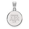 10kt White Gold 5/8in Texas A&M University Disc Pendant