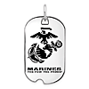 Sterling Silver U.S. Marine Corps Dog Tag Pendant with Black Epoxy