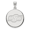 10kt White Gold 3/4in Oklahoma State University OSU Disc Pendant