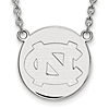 Silver University of North Carolina NC Disc Pendant with 18in Chain