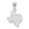 14kt White Gold 1/2in Texas A&M University State Outline Pendant