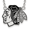 Chicago Blackhawks Enamel Necklace 3/4in Sterling Silver