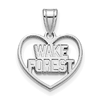 Sterling Silver 5/8in Wake Forest University Heart Pendant